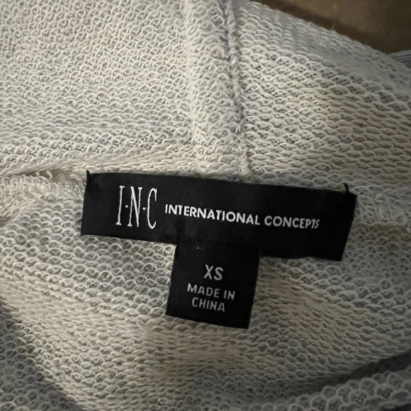 INC grey hoodie with silver sequined stars. - Picture 3 of 3